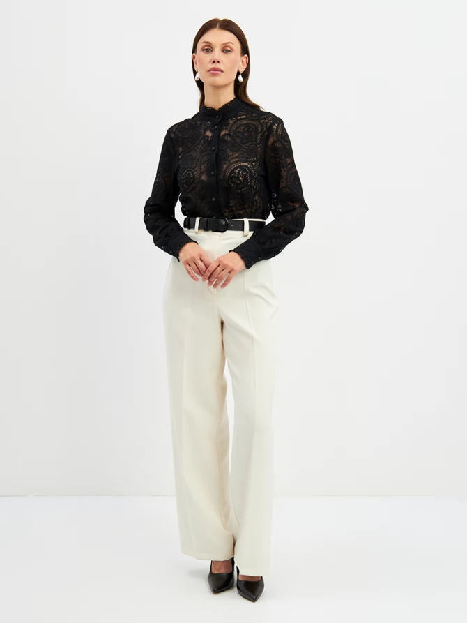 Блузка из кружевной ткани OD-977-2 черный