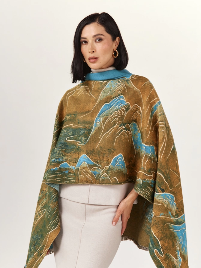 Палантин с принтом 'Горный пейзаж'