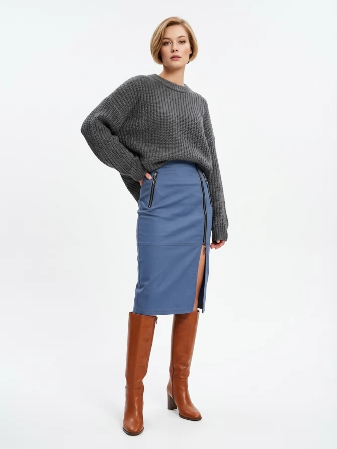 Юбка джинсовая с короткой молнией OD-866-1 синий