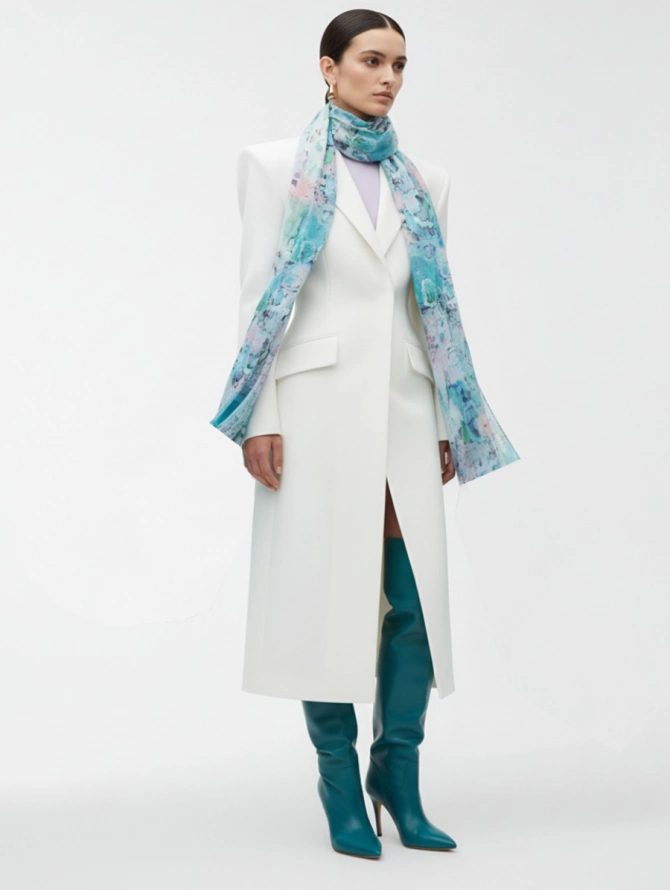 Палантин женский с абстрактным акварельным принтом KSH16-129-3