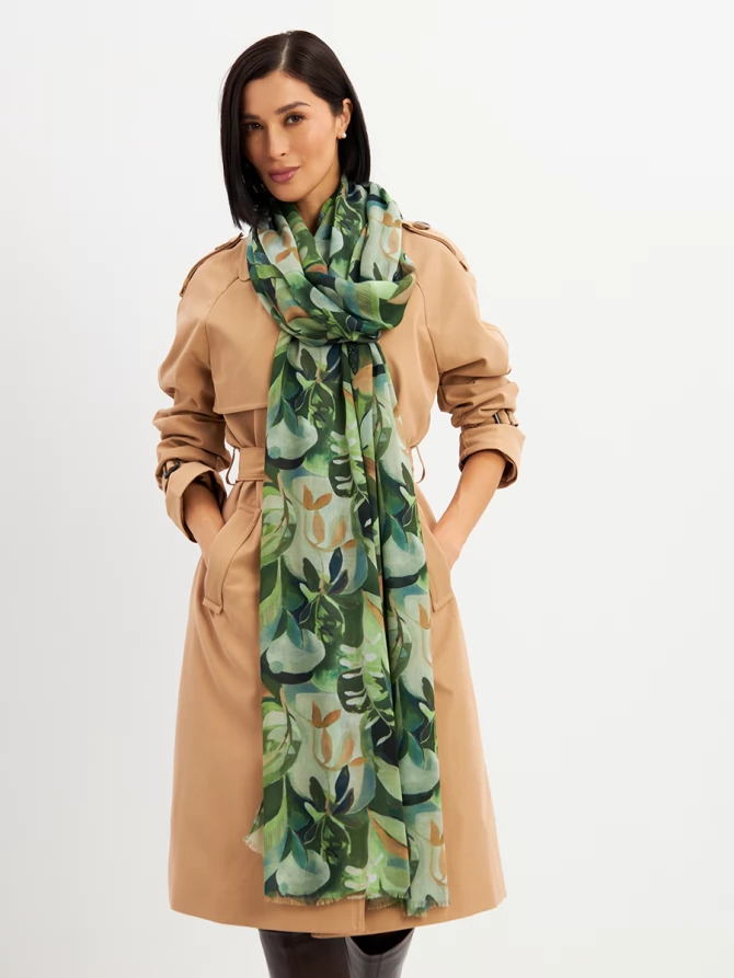 Палантин женский с тропическим принтом KSH25-1257-4
