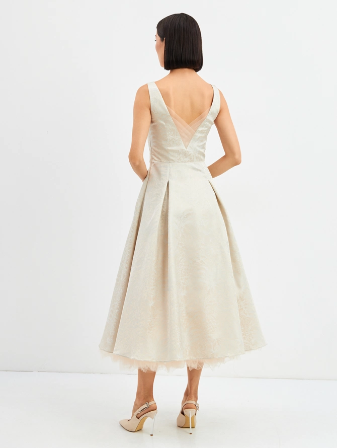 Платье из жаккарда + юбка из фатина OD-939-3 серо-голубой