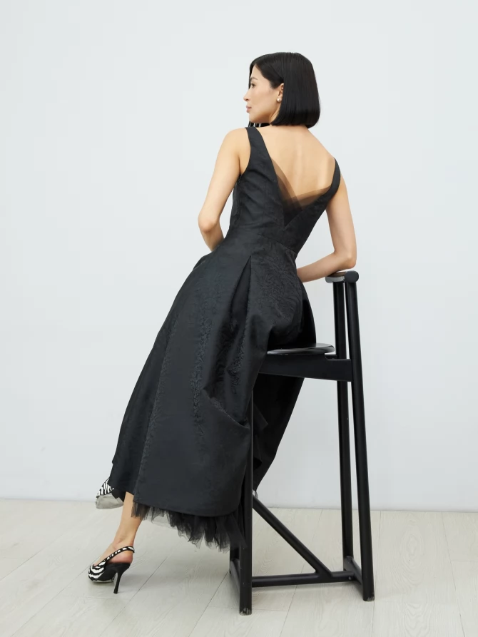 Платье из жаккарда OD-939-2 черный