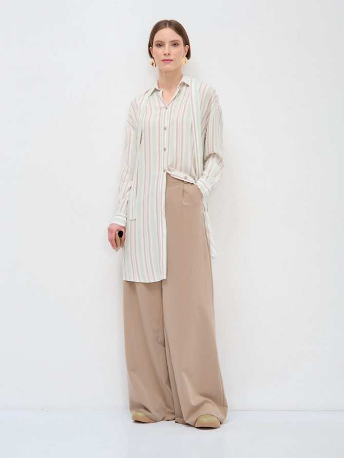 Платье-рубашка оверсайз в полоску